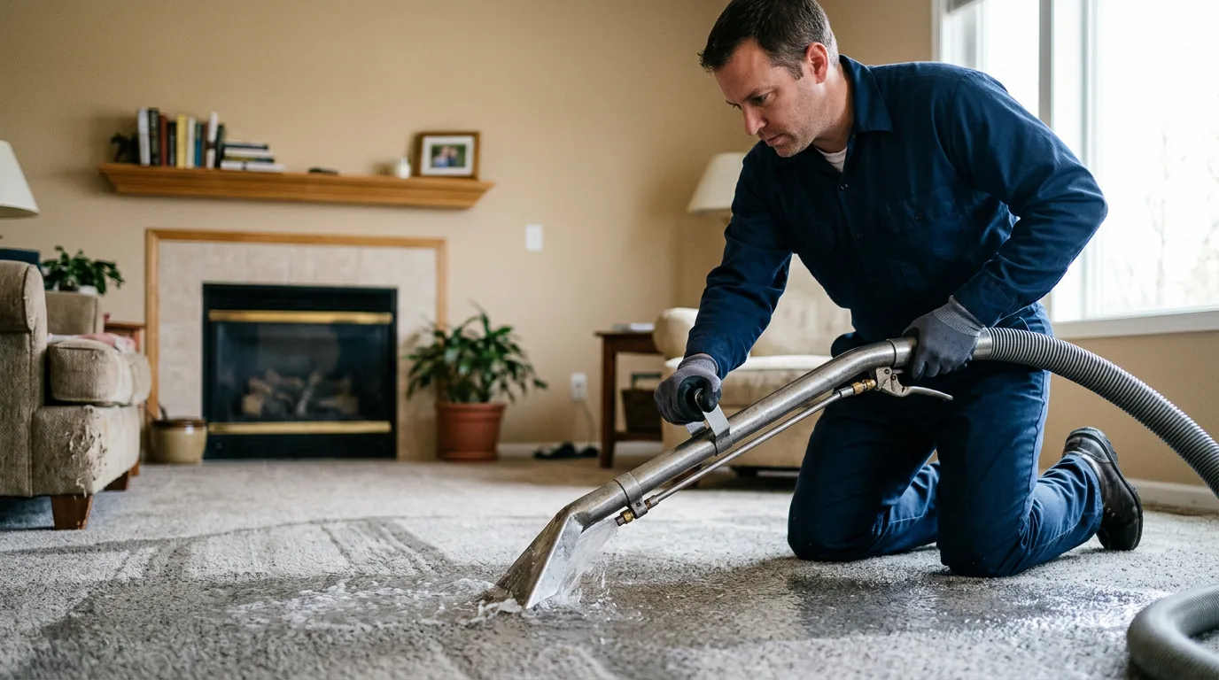 Water damage restoration technician working near Glenallen, MO